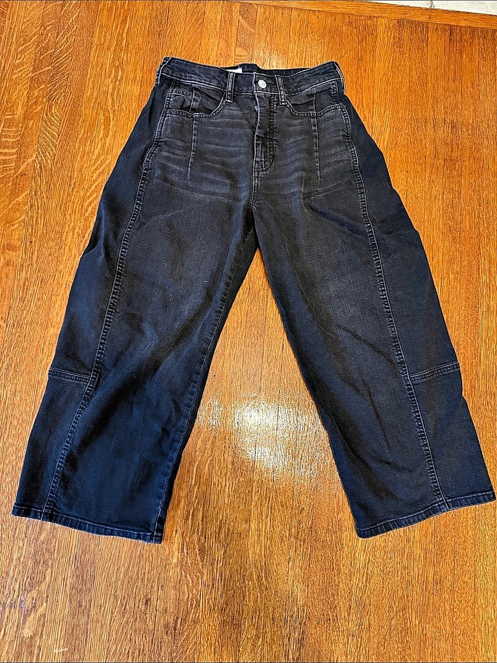Pilcro Kenna High Waist Barrel Jeans in Washed Black, size 26